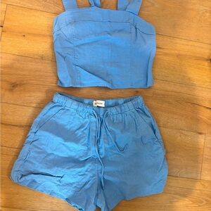 Abercrombie & Fitch Light Blue Smocked Top and shorts set